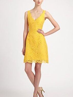 ML by Monique Lhuillier Yellow Lace Dress